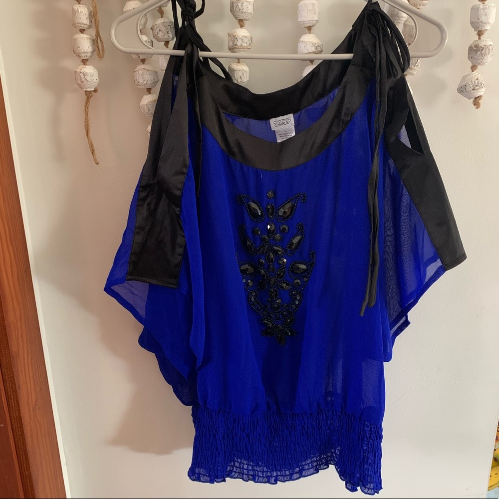 Sheer royal blue top